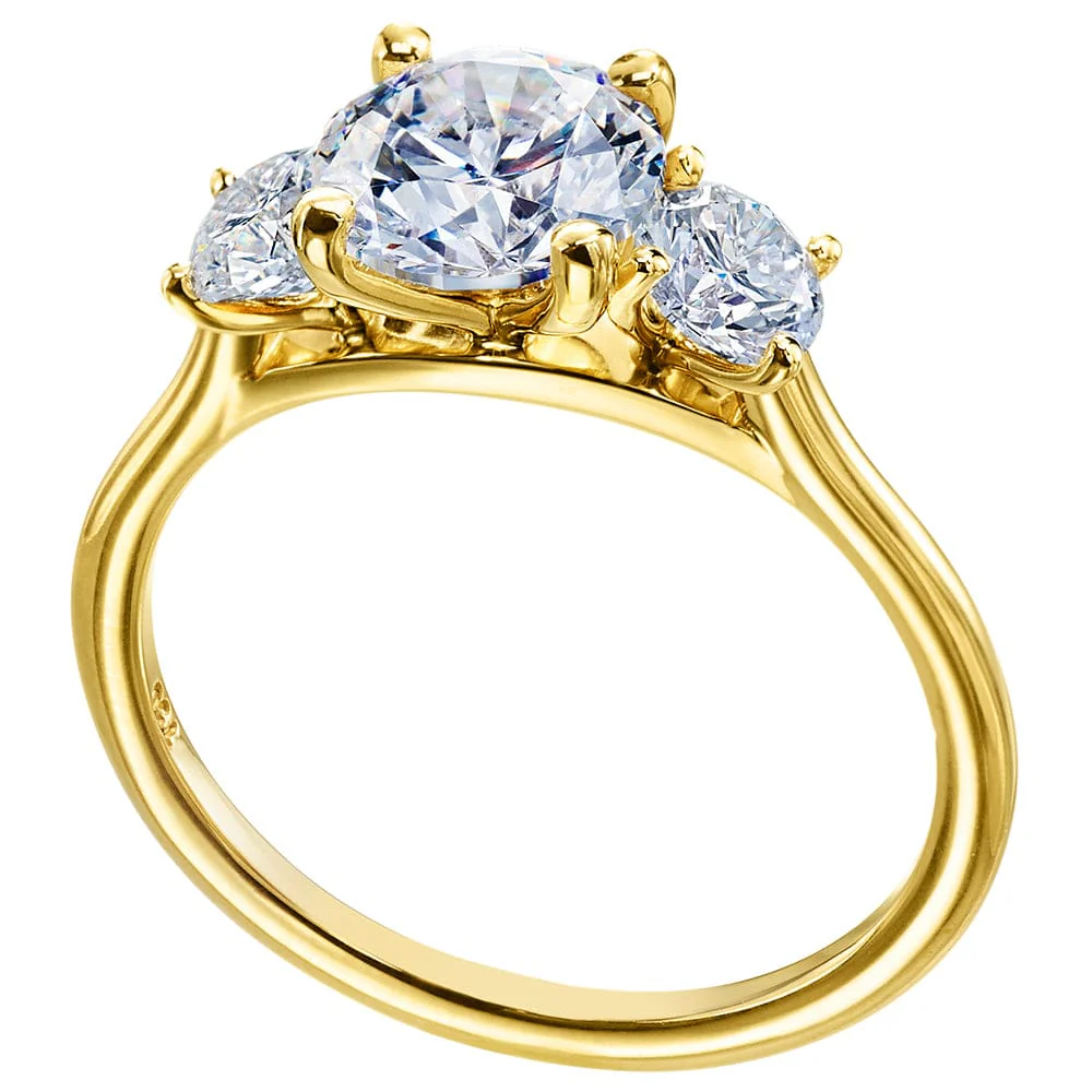 18K Yellow Gold 3 Stone Engagement Ring Setting - Image 3