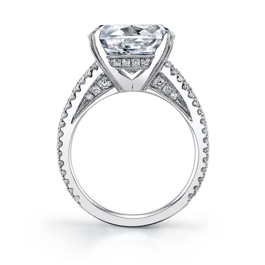 18K White Gold Split Shank Diamond Engagement Ring Setting - Image 2