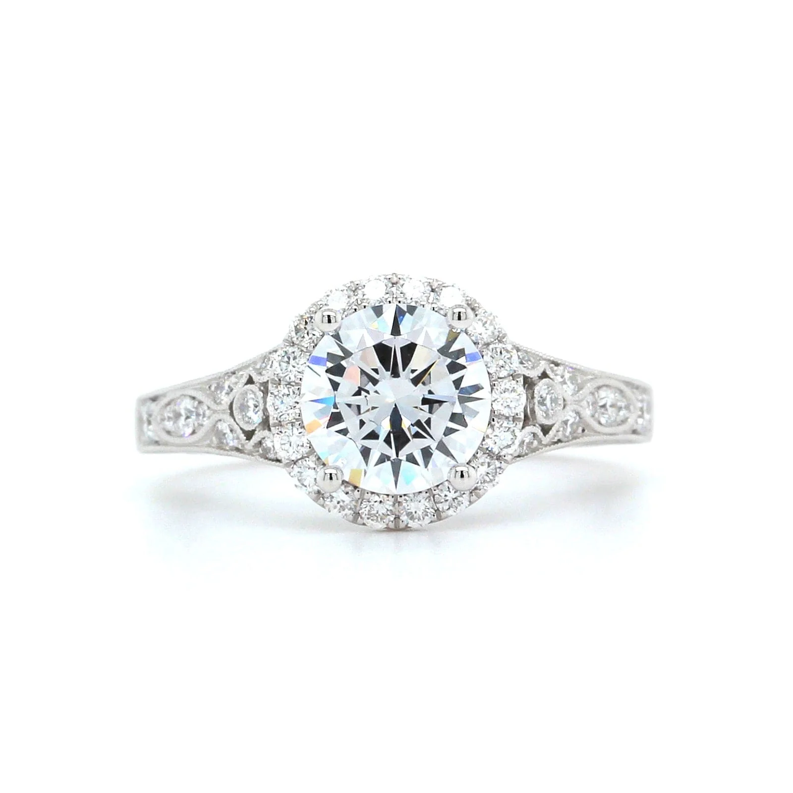 18K White Gold Vintage Style Engagement Ring Setting