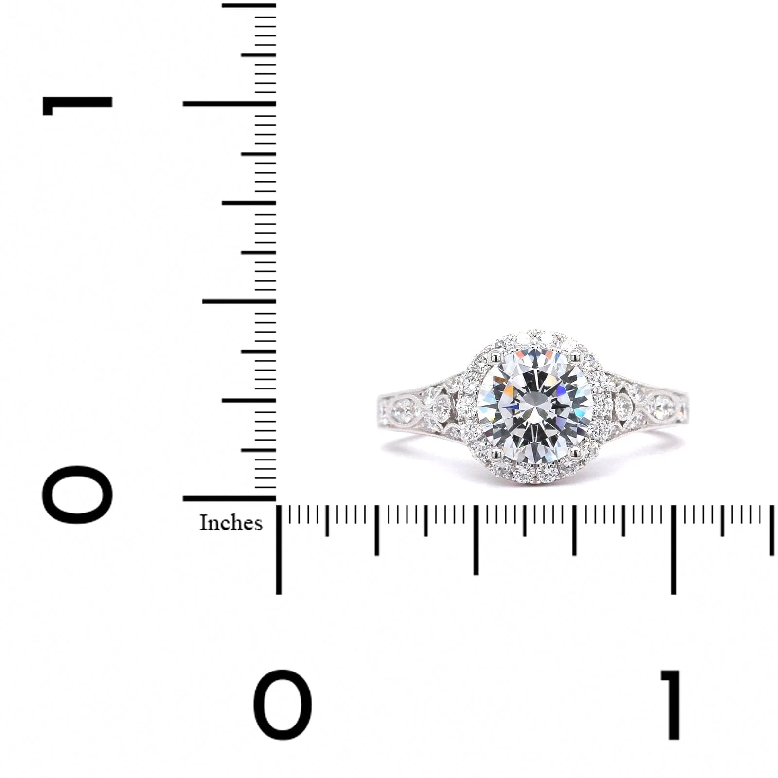 18K White Gold Vintage Style Engagement Ring Setting - Image 3