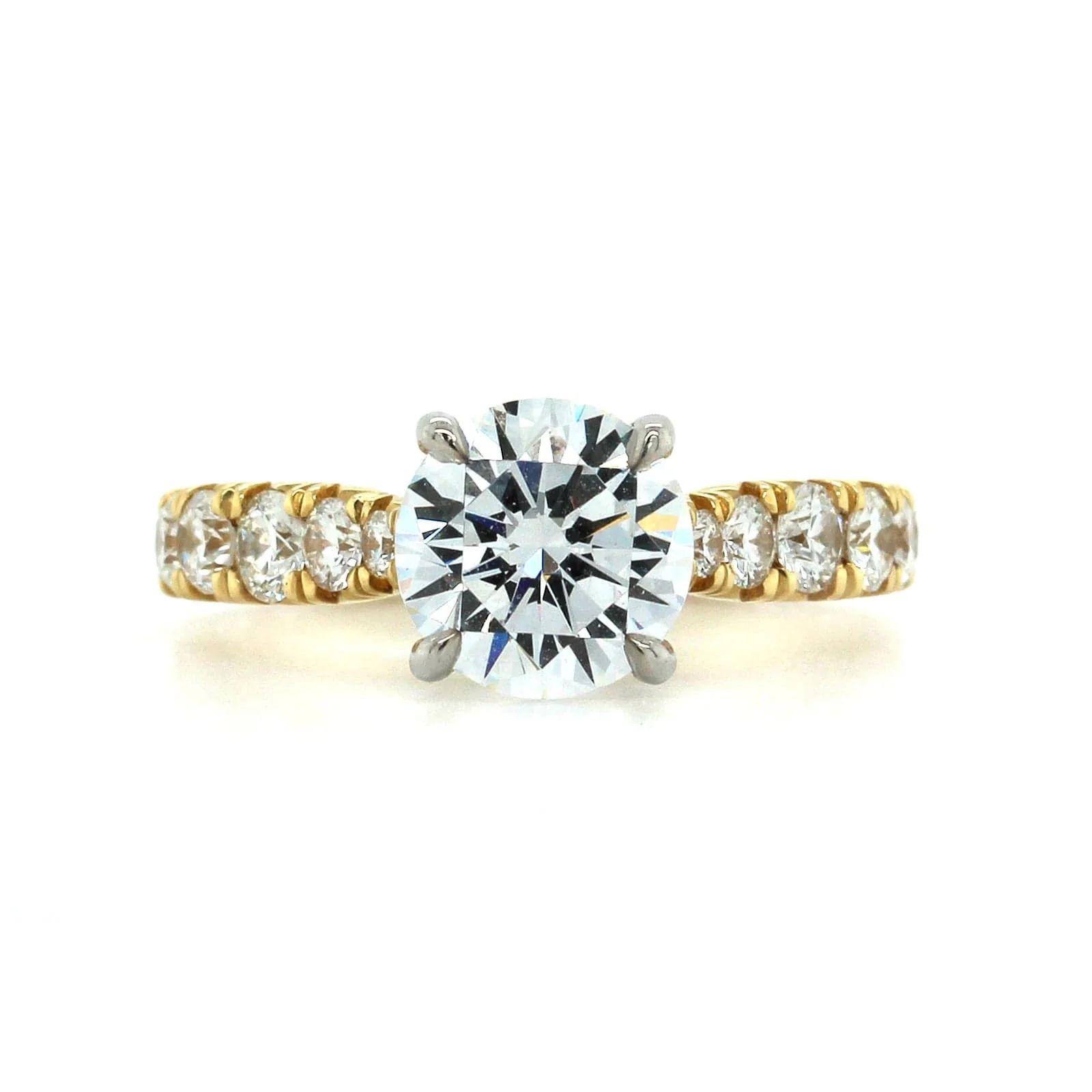 18K Yellow Gold Side Diamonds Engagement Ring Setting