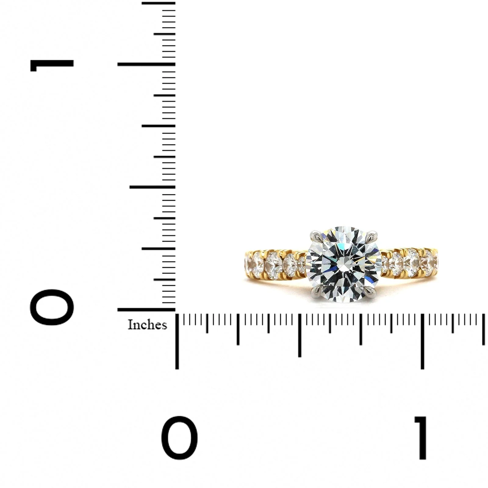 18K Yellow Gold Side Diamonds Engagement Ring Setting - Image 3