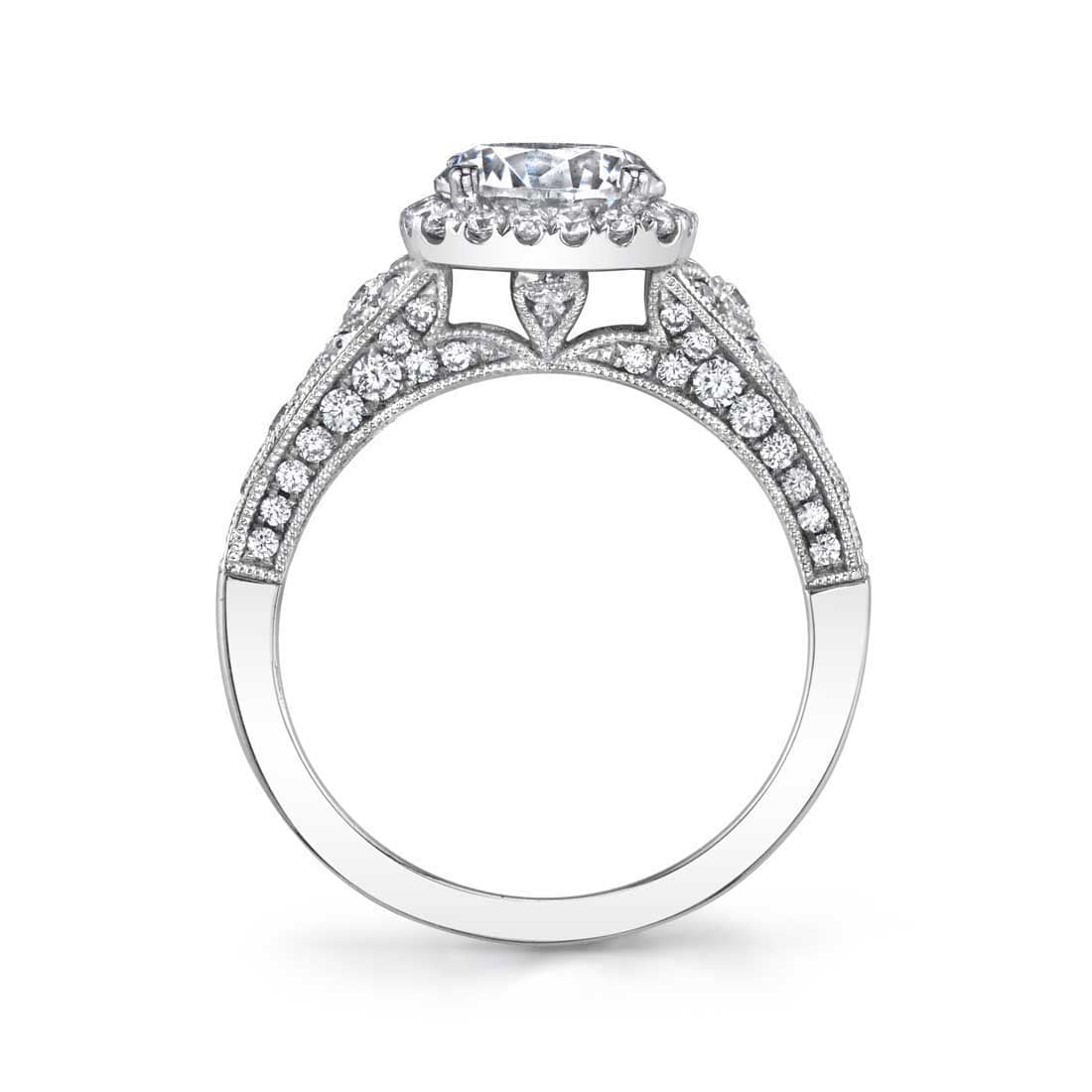 Platinum Vintage Style Engagement Ring Setting - Image 2
