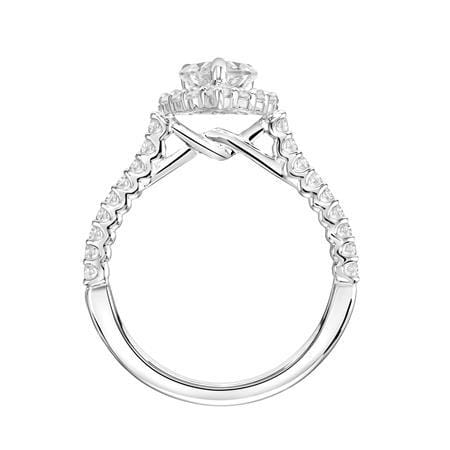 18K White Gold Pear Shape Diamond Halo Engagement Ring Setting - Image 2
