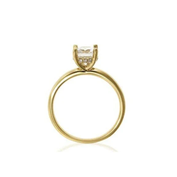 18K Yellow Gold Solitaire with Hidden Halo Engagement Ring Setting - Image 2