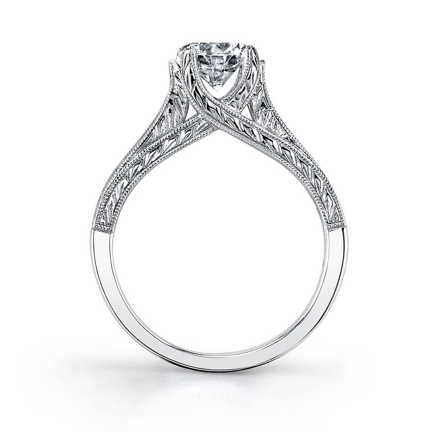 Platinum Vintage Style Engagement Ring Setting - Image 2
