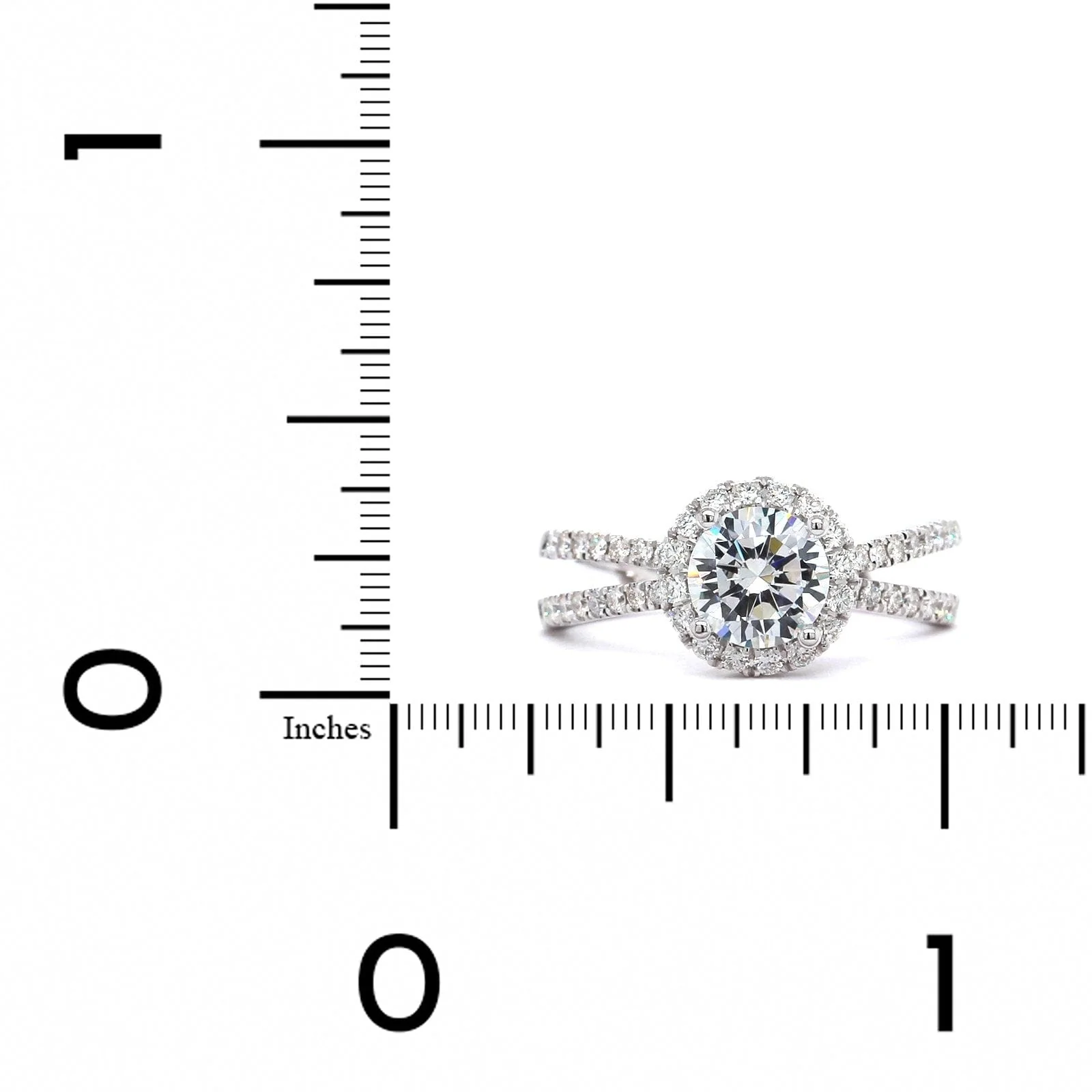 18K White Gold Diamond Halo Split Shank Engagement Ring Setting - Image 3