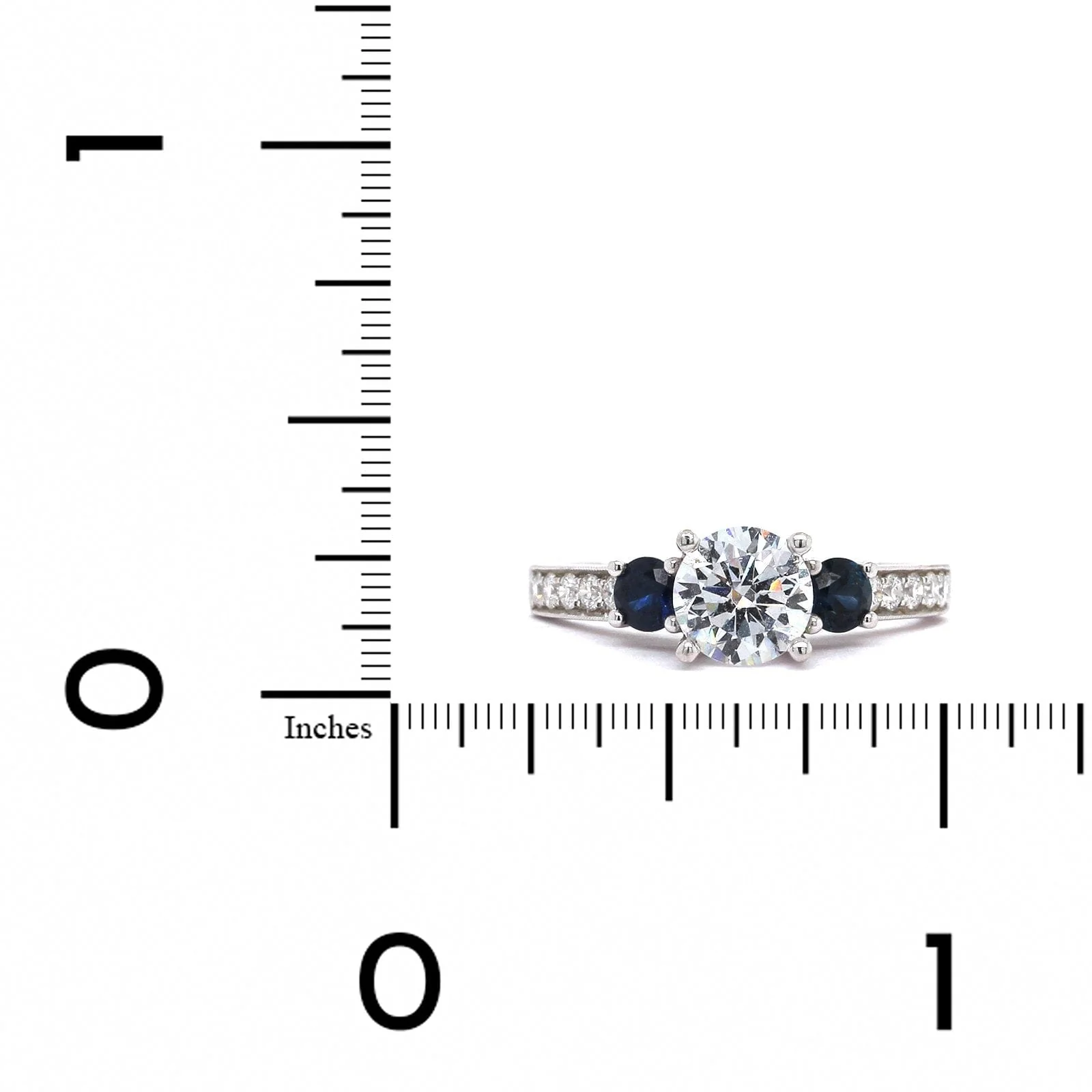 18K White Gold Diamond and Sapphire Sides Engagement Ring Setting - Image 3