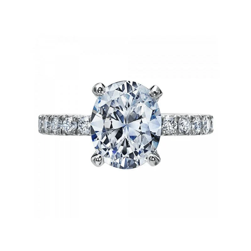 Platinum Shared Prong Oval Diamond Engagement Ring Setting