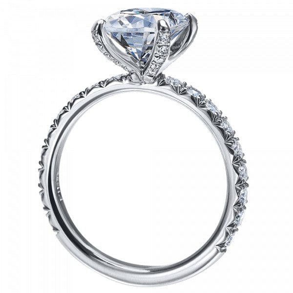 Platinum Shared Prong Oval Diamond Engagement Ring Setting - Image 2