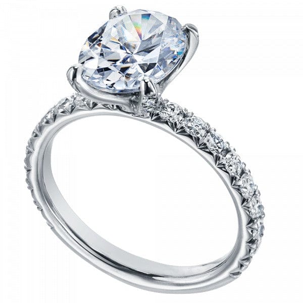 Platinum Shared Prong Oval Diamond Engagement Ring Setting - Image 3