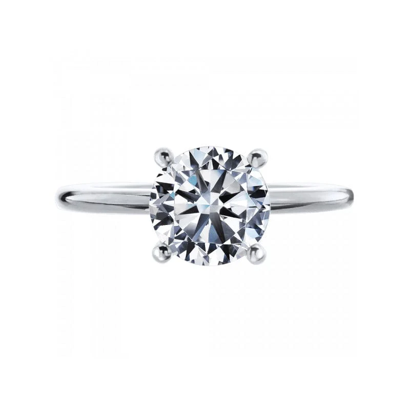 Platinum Round Solitaire Hidden Diamond Halo Engagement Ring Setting
