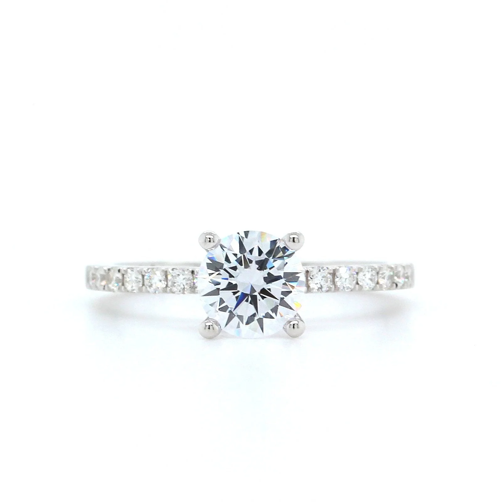 18K White Gold Diamond Prong Set Engagement Ring Setting