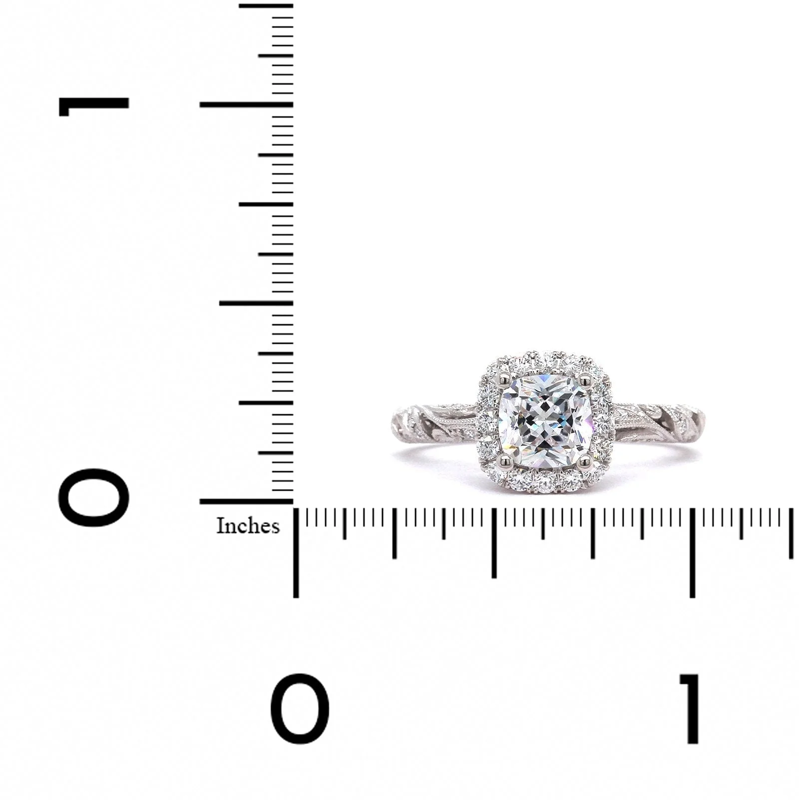 18K White Gold Diamond Halo Engagement Ring Setting - Image 3
