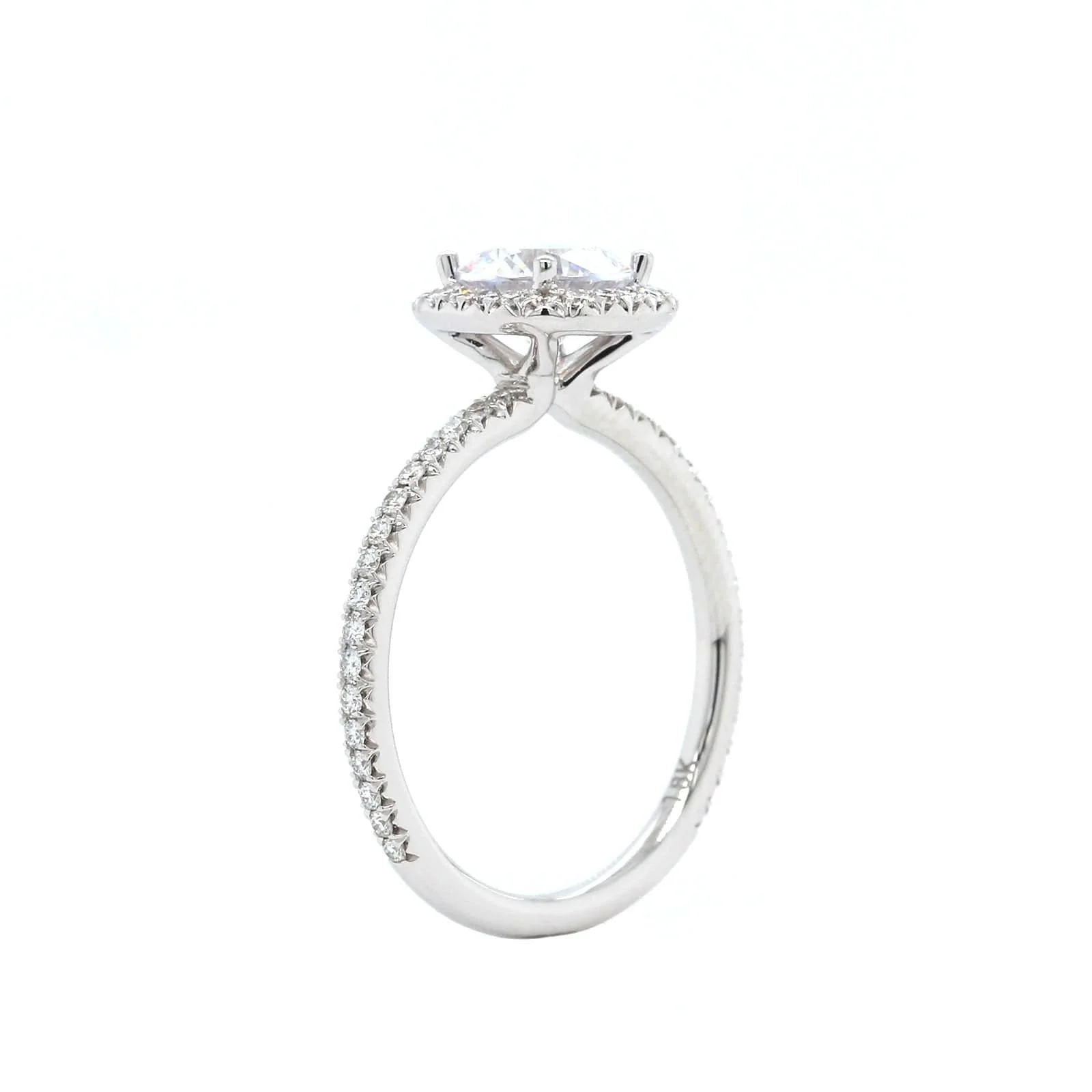 18K White Gold Diamond Halo Engagement Ring Setting - Image 2