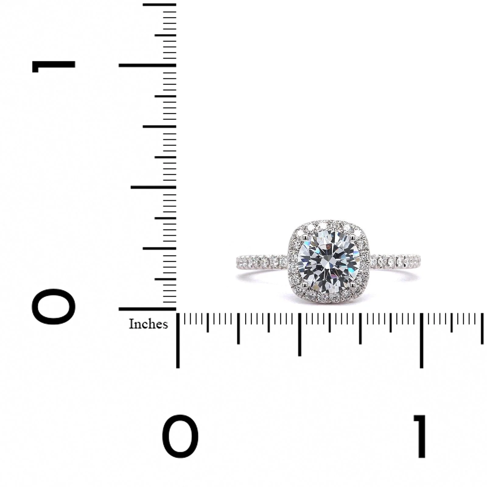 18K White Gold Diamond Halo Engagement Ring Setting - Image 3