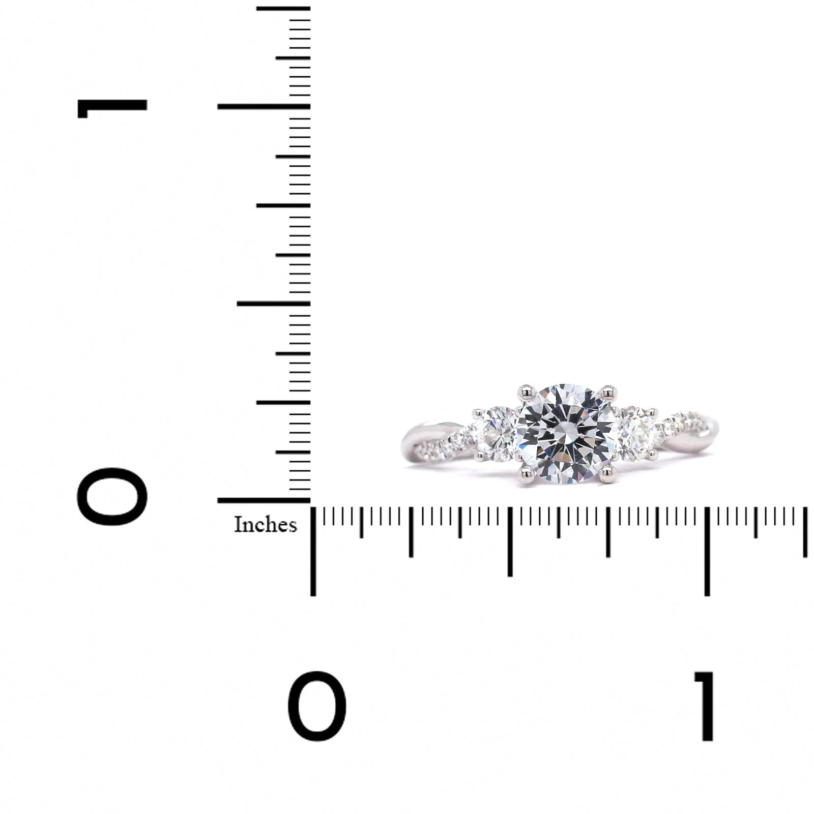 18K White Gold Diamond 3 Stone Twist Engagement Ring Setting - Image 3