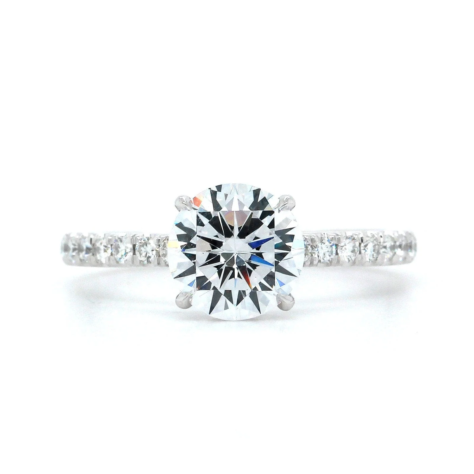 Platinum Prong Set Hidden Diamond Halo Engagement Ring Setting