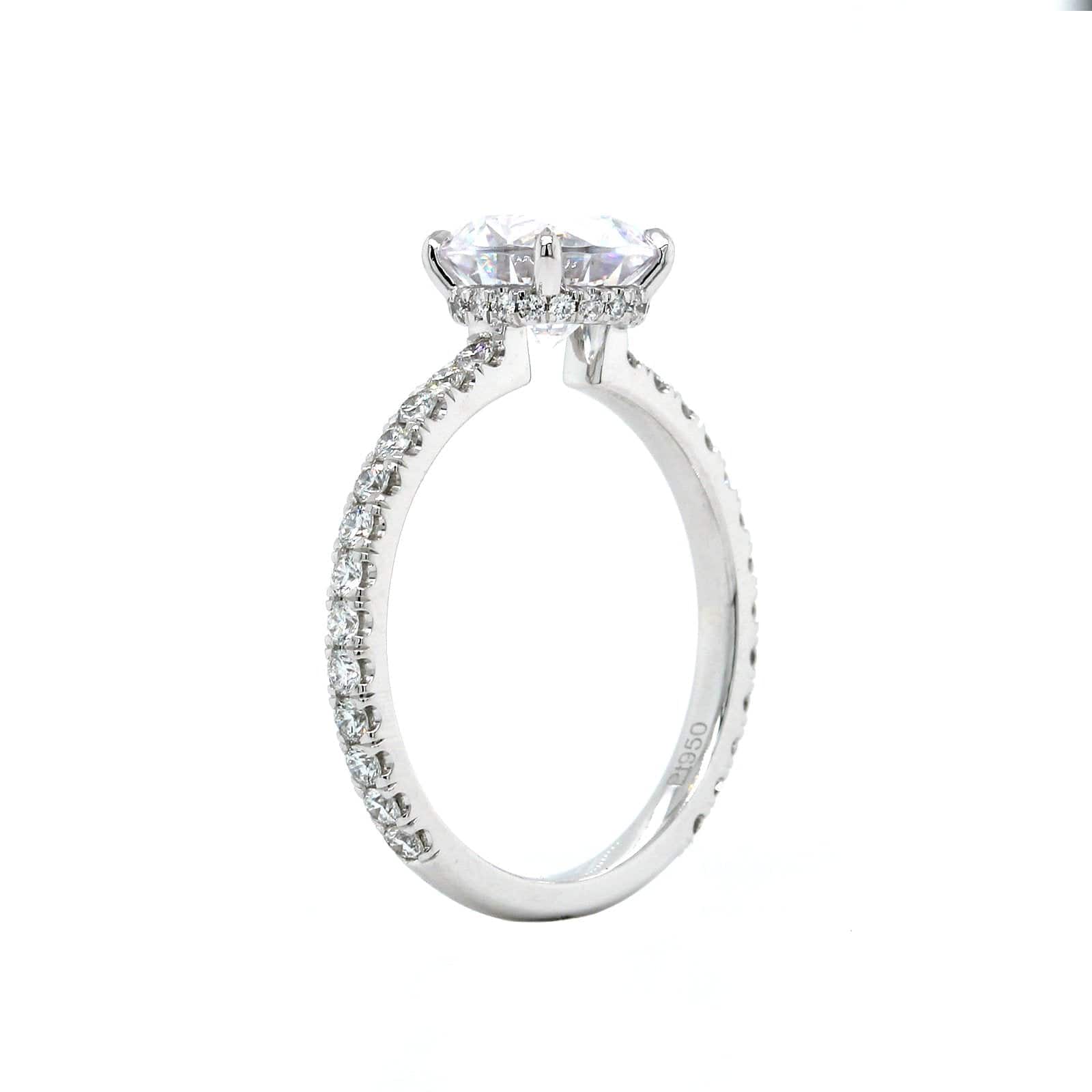 Platinum Prong Set Hidden Diamond Halo Engagement Ring Setting - Image 2
