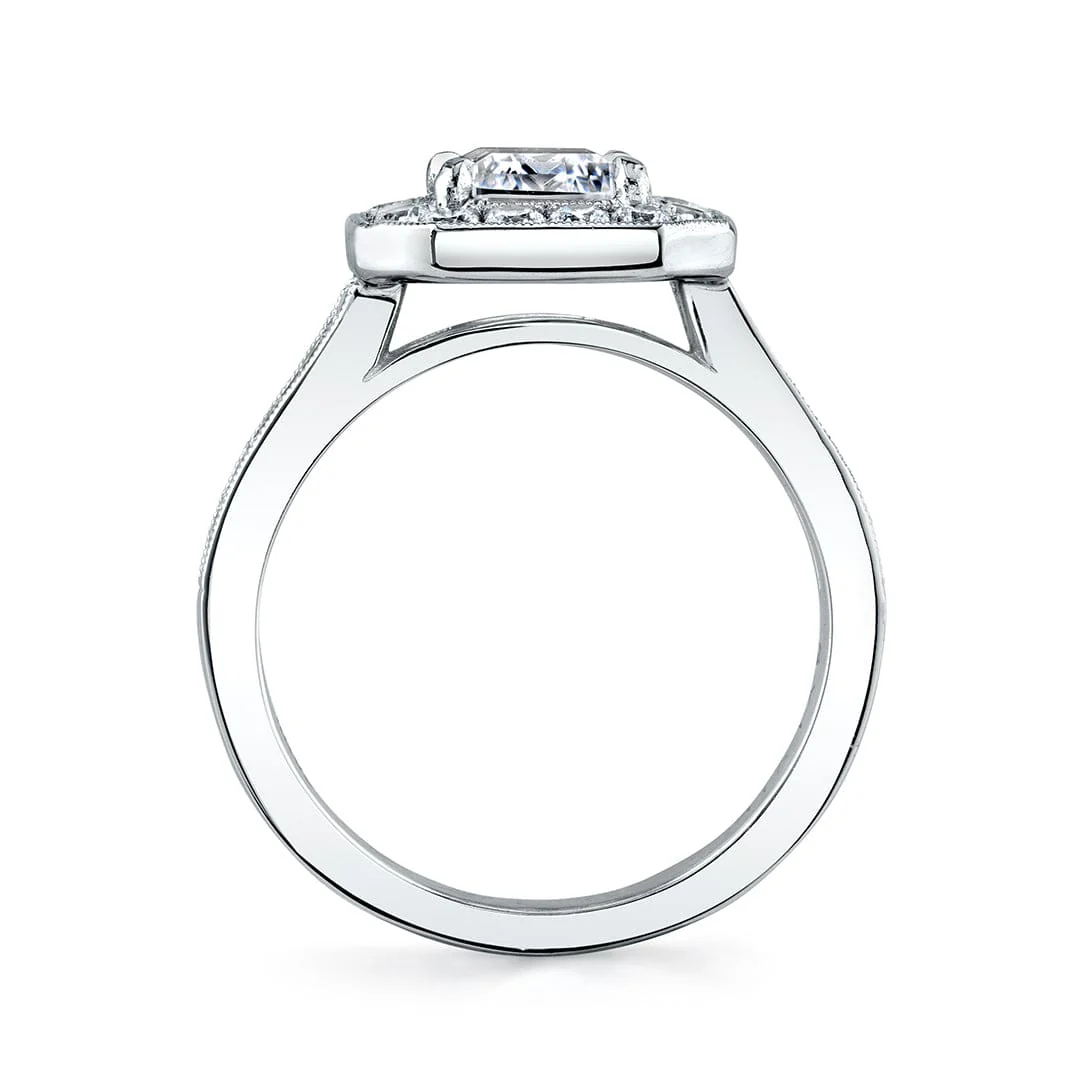 18K White Gold Vintage Style Engagement Ring Setting - Image 2