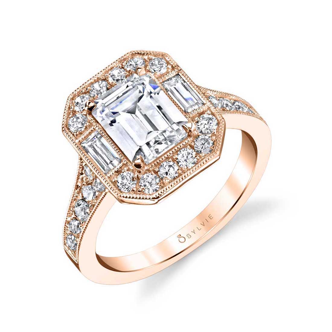 18K White Gold Vintage Style Engagement Ring Setting - Image 5