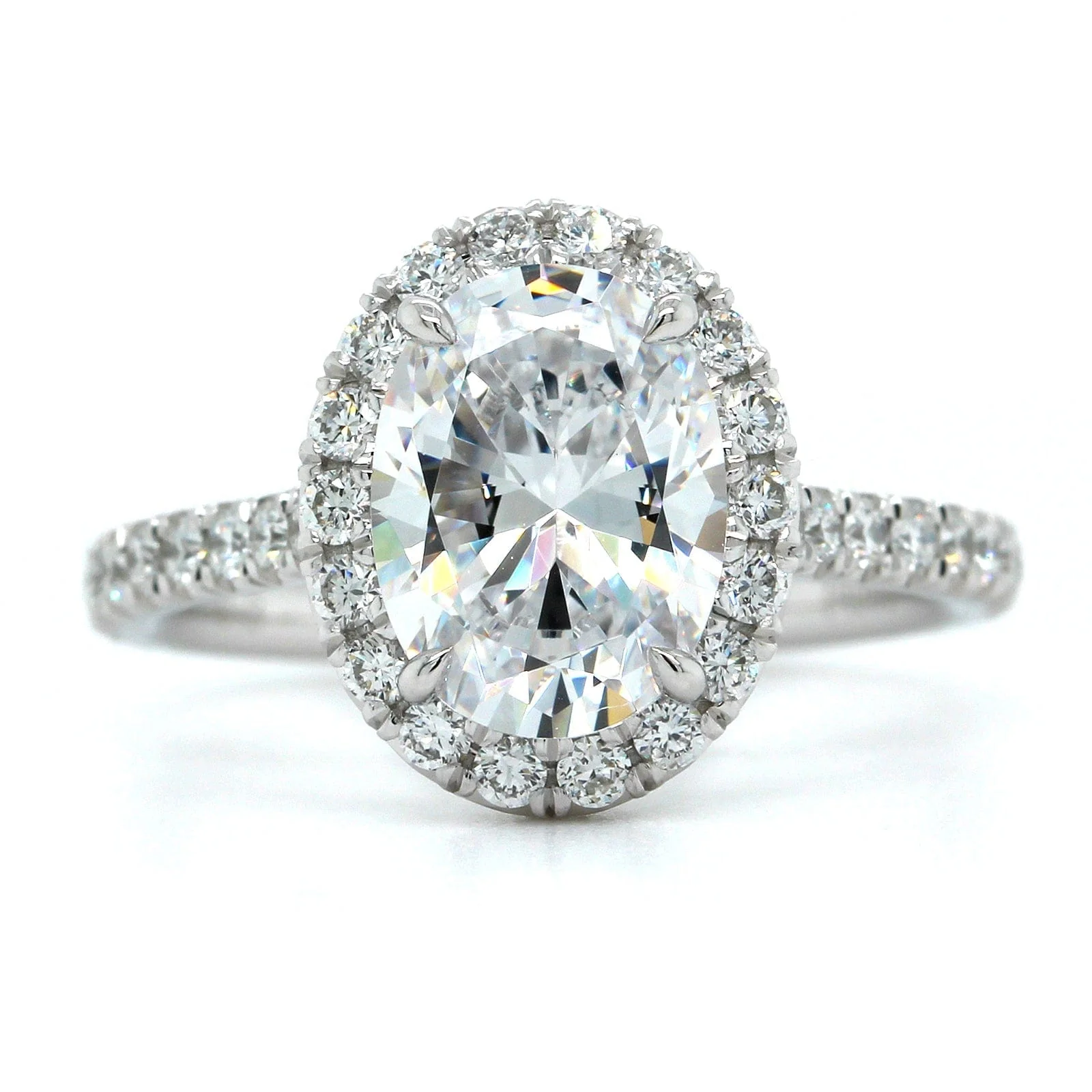 Platinum Diamond Oval Halo Engagement Ring Setting - Image 4