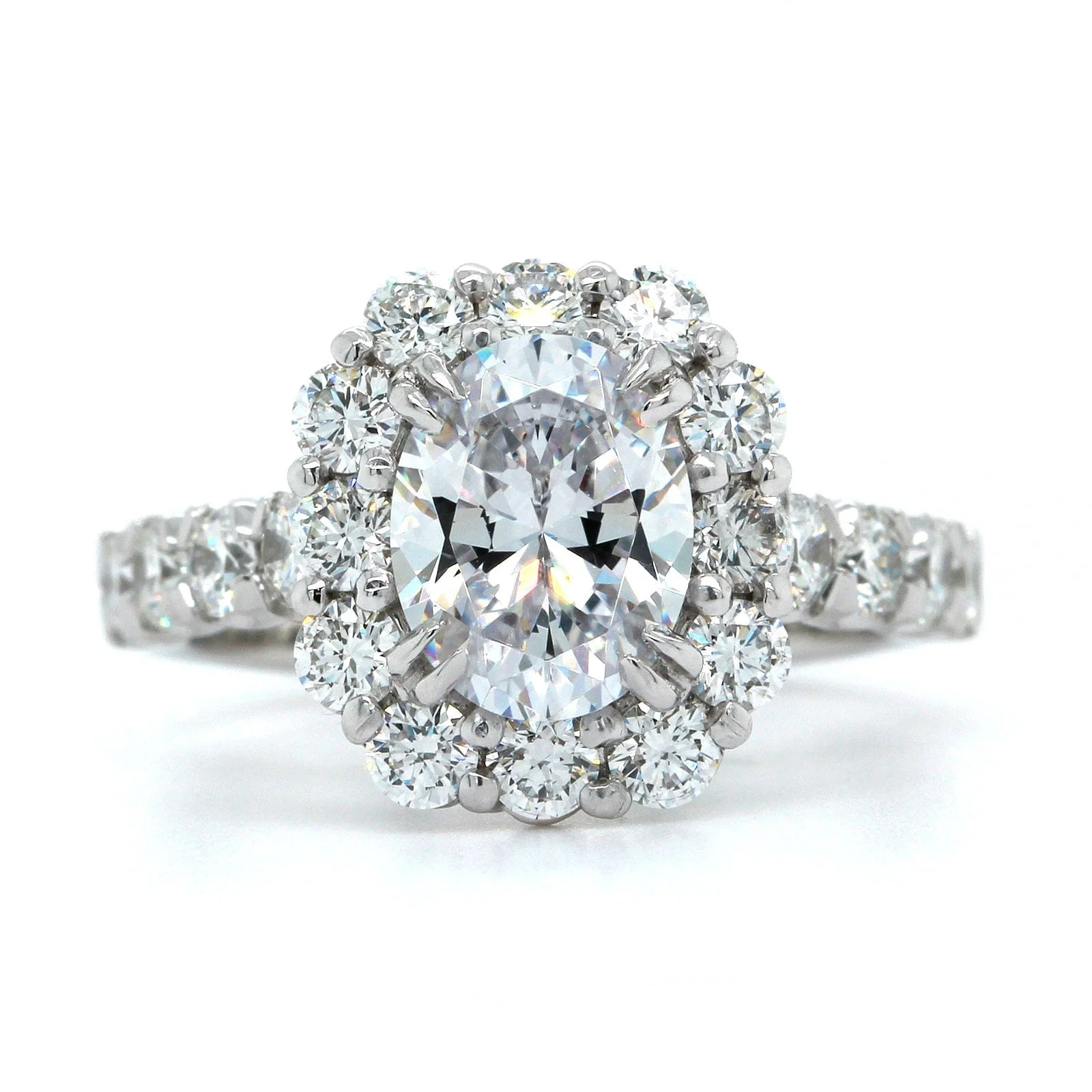 Platinum Cut Cornered Diamond Halo Engagement Ring Setting - Image 4