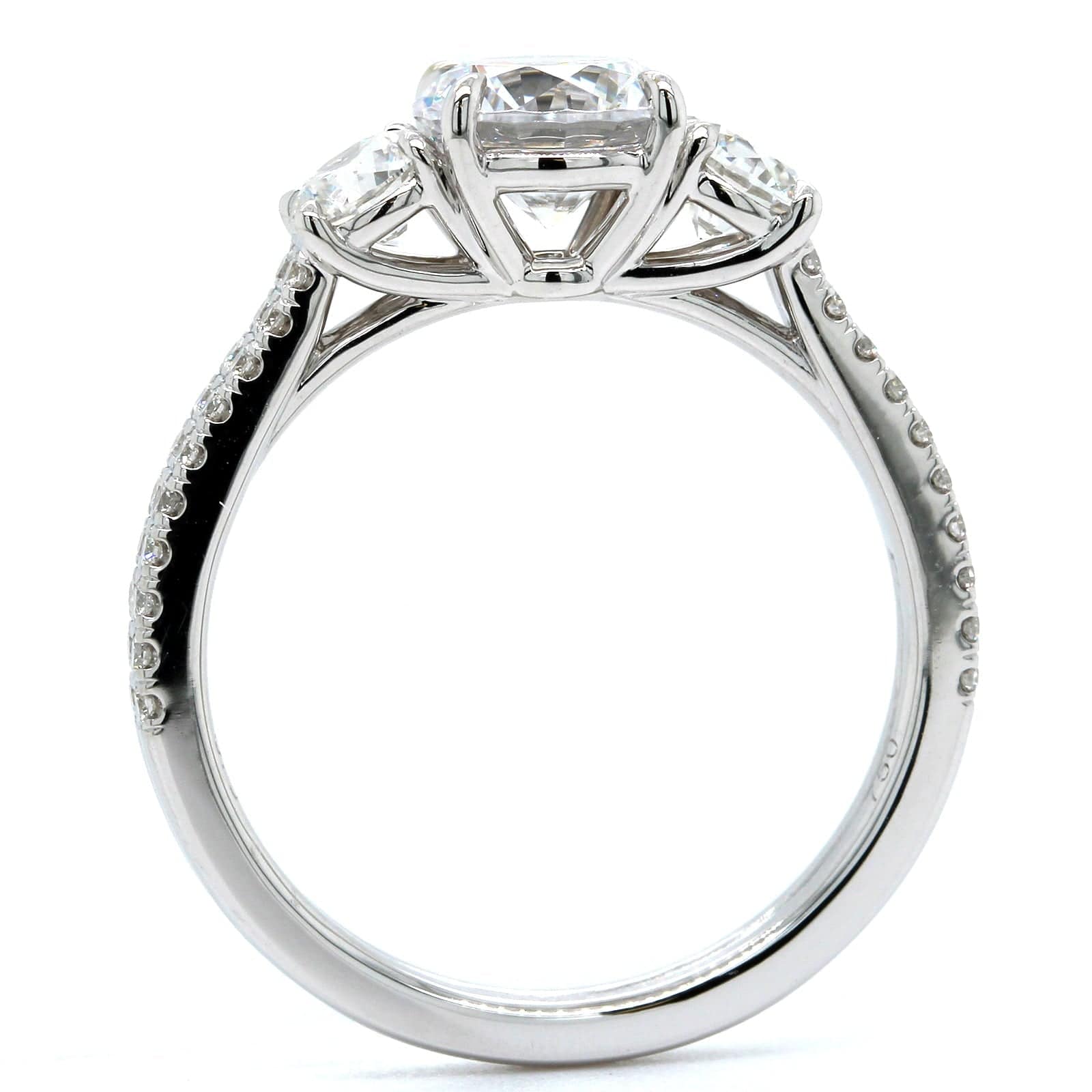 18K White Gold 3 Stone Diamond Engagement Ring Setting - Image 3