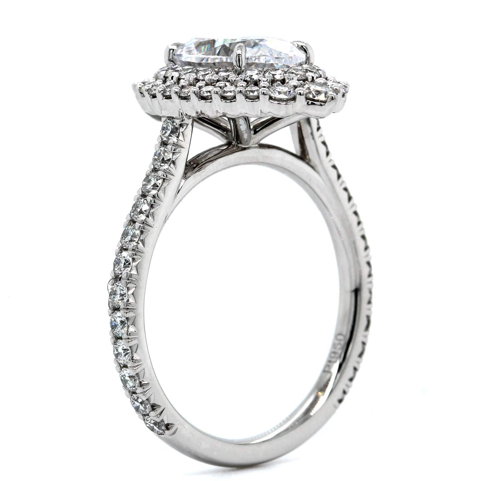 Platinum Double Diamond Halo Engagement Ring Setting - Image 2