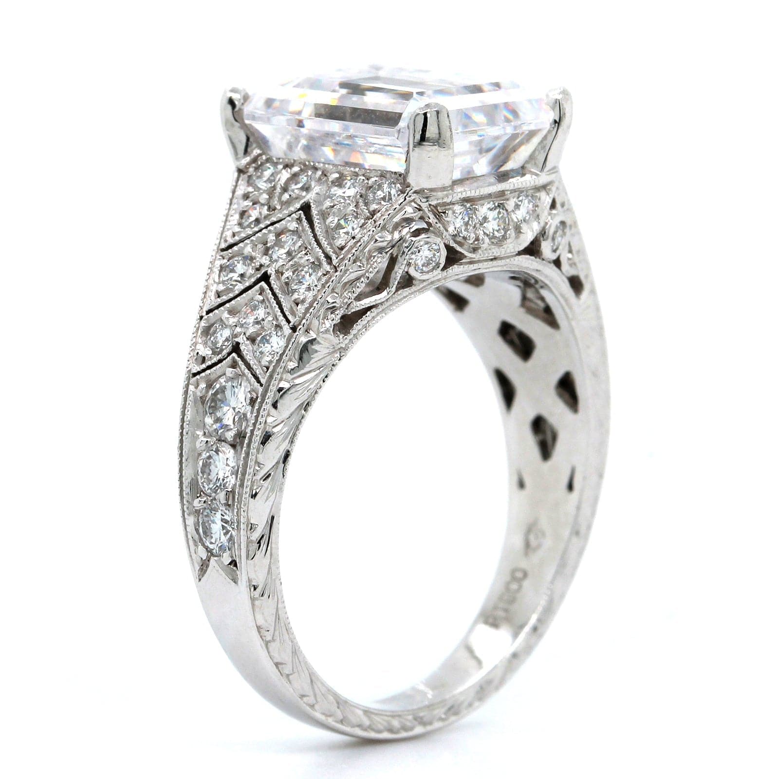 Platinum Vintage Style Diamond Engagement Ring Setting - Image 2