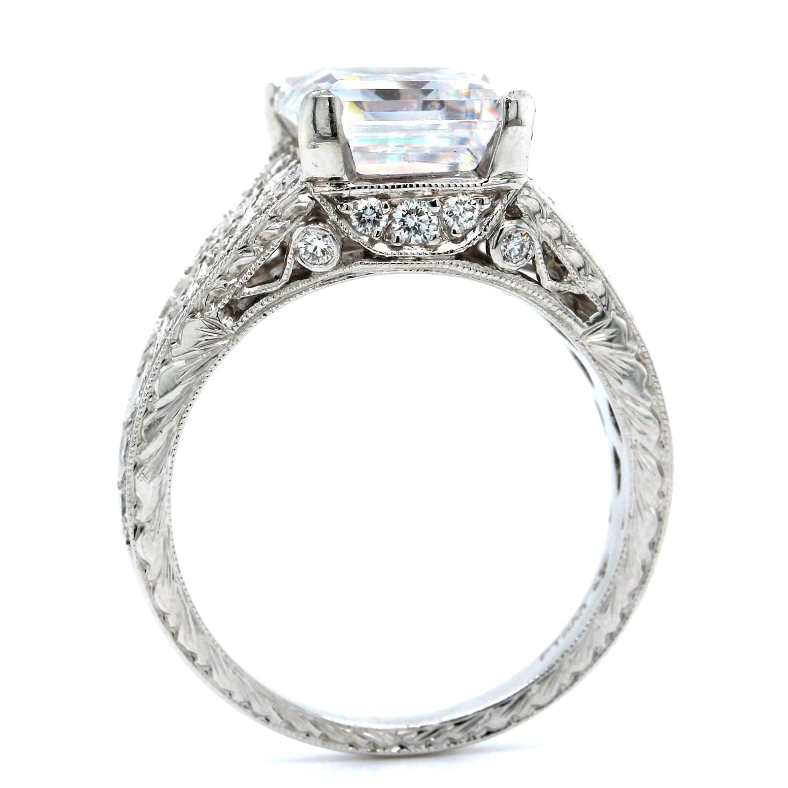 Platinum Vintage Style Diamond Engagement Ring Setting - Image 3