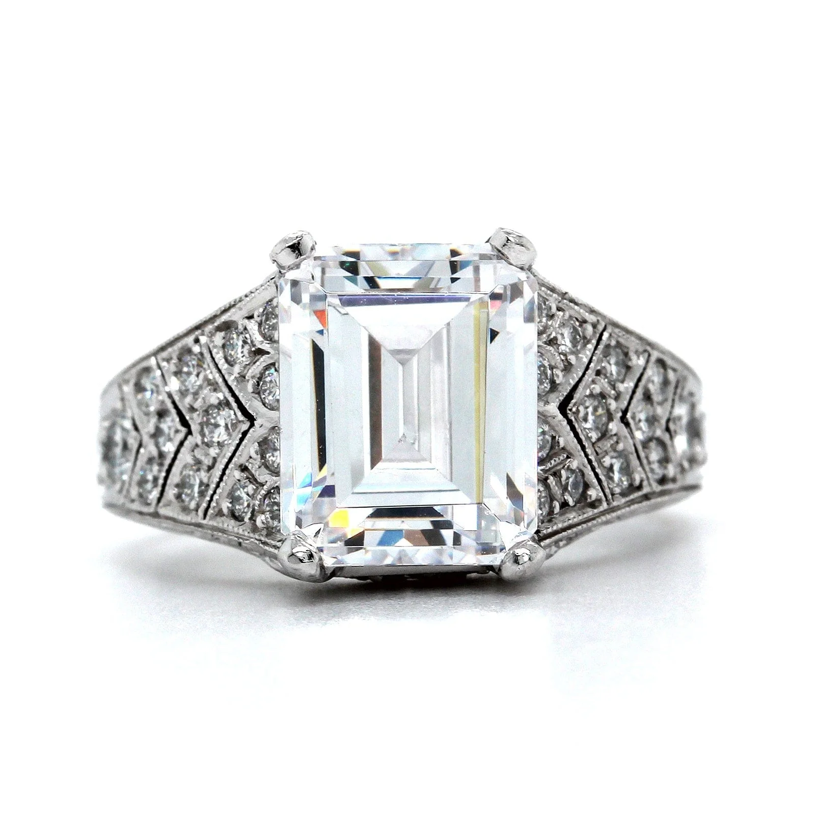 Platinum Vintage Style Diamond Engagement Ring Setting - Image 4