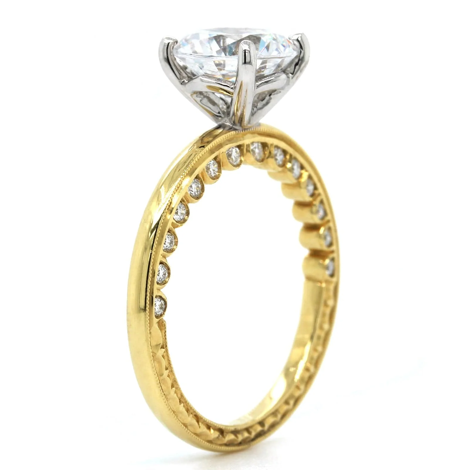 18K Yellow Gold 4 Prong Diamond Engagement Ring Setting - Image 2