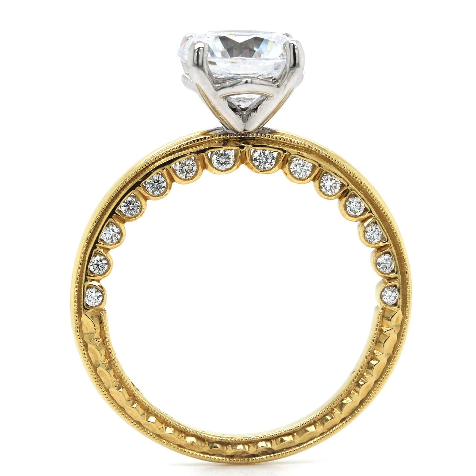 18K Yellow Gold 4 Prong Diamond Engagement Ring Setting - Image 3