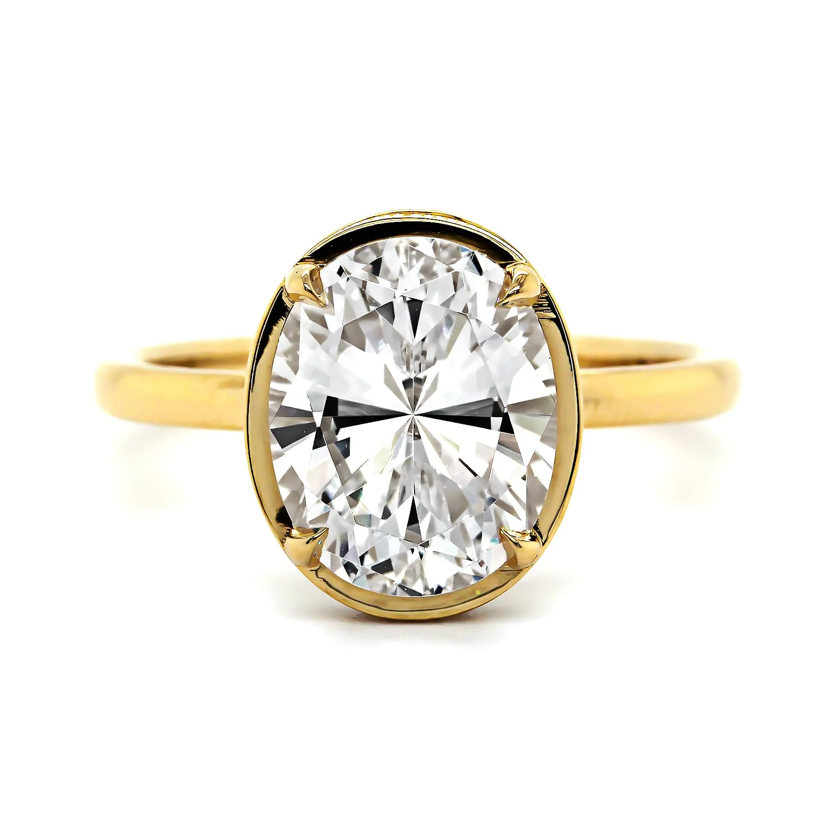 18K Yellow Gold Oval Engagement Ring Setting - Image 4