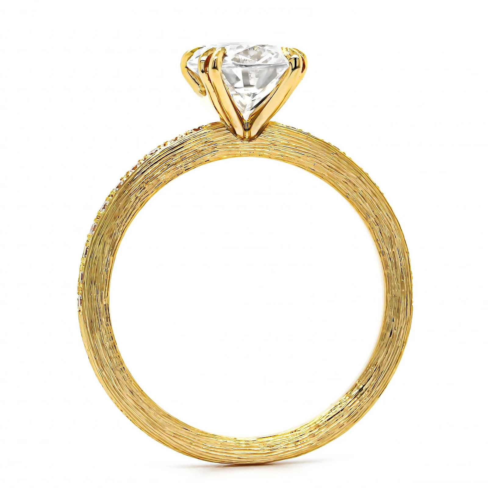 18K Yellow Gold Florentine Finish Engagement Ring Setting - Image 3
