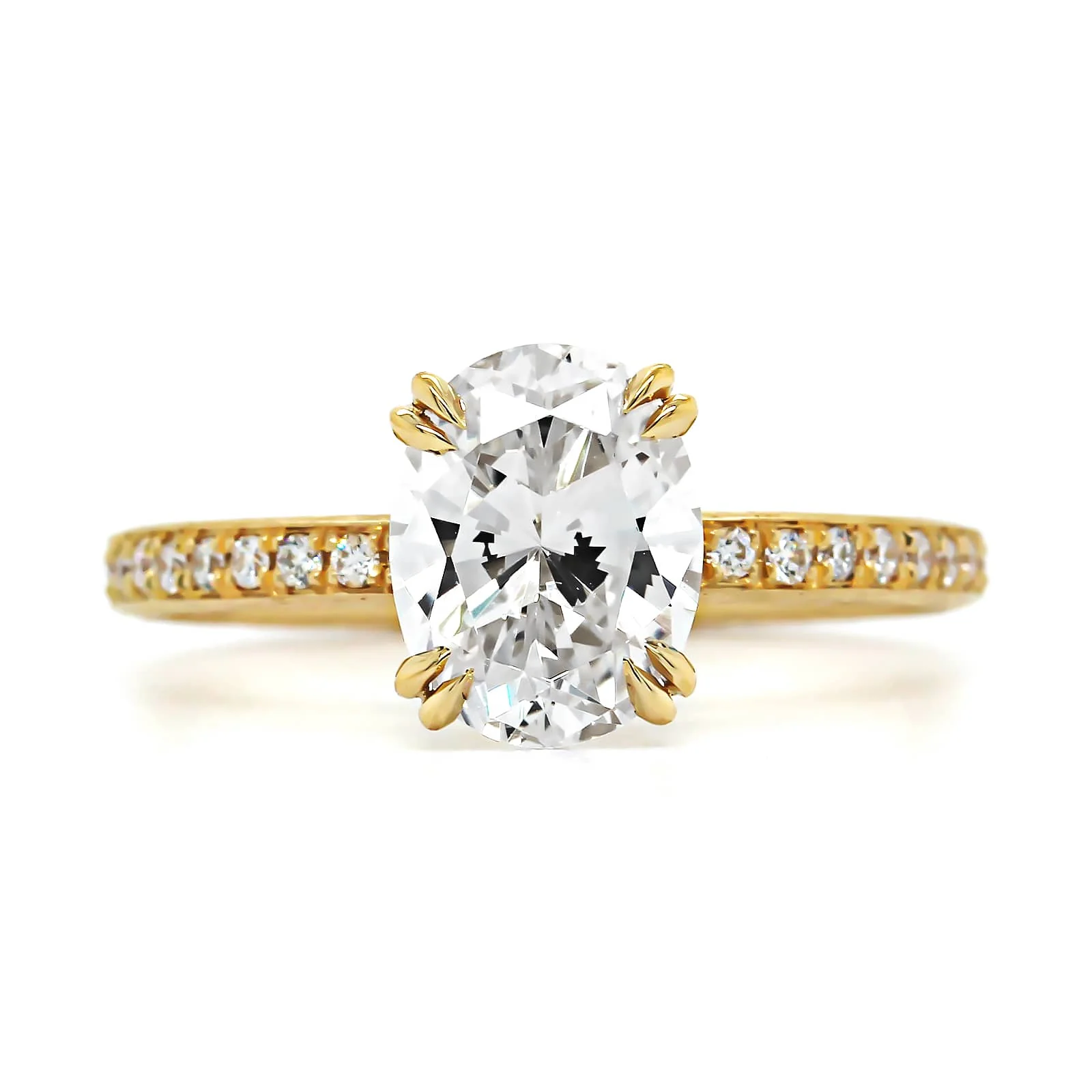 18K Yellow Gold Florentine Finish Engagement Ring Setting - Image 4