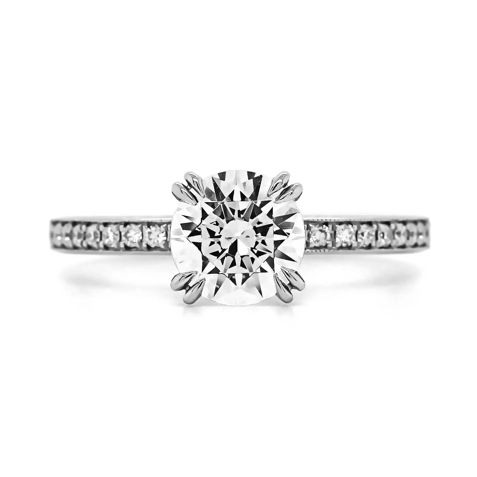Platinum Double Claw Prong Engagement Ring Setting - Image 4