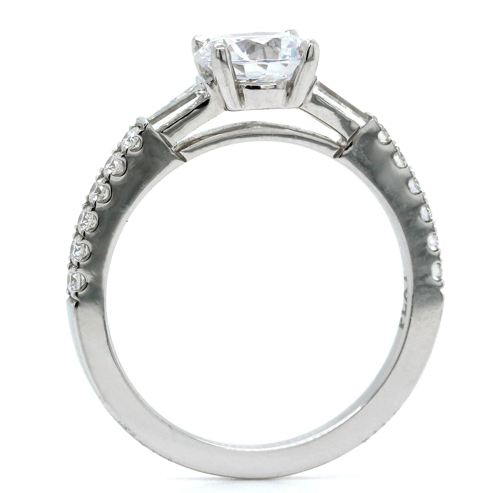 Platinum Diamond Side Baguette Engagement Ring Setting - Image 3