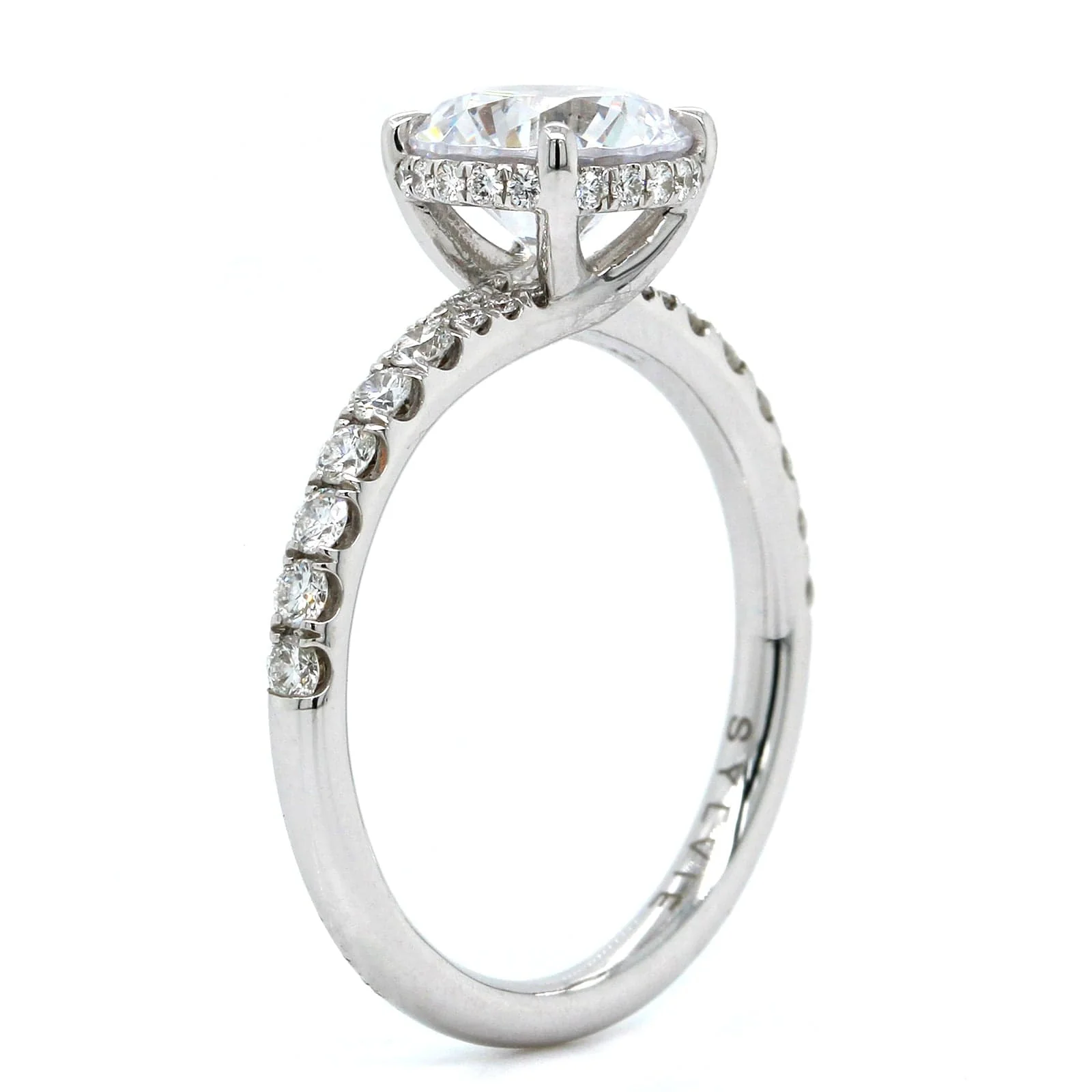 Platinum Diamond Hidden Halo Engagement Ring Setting - Image 2