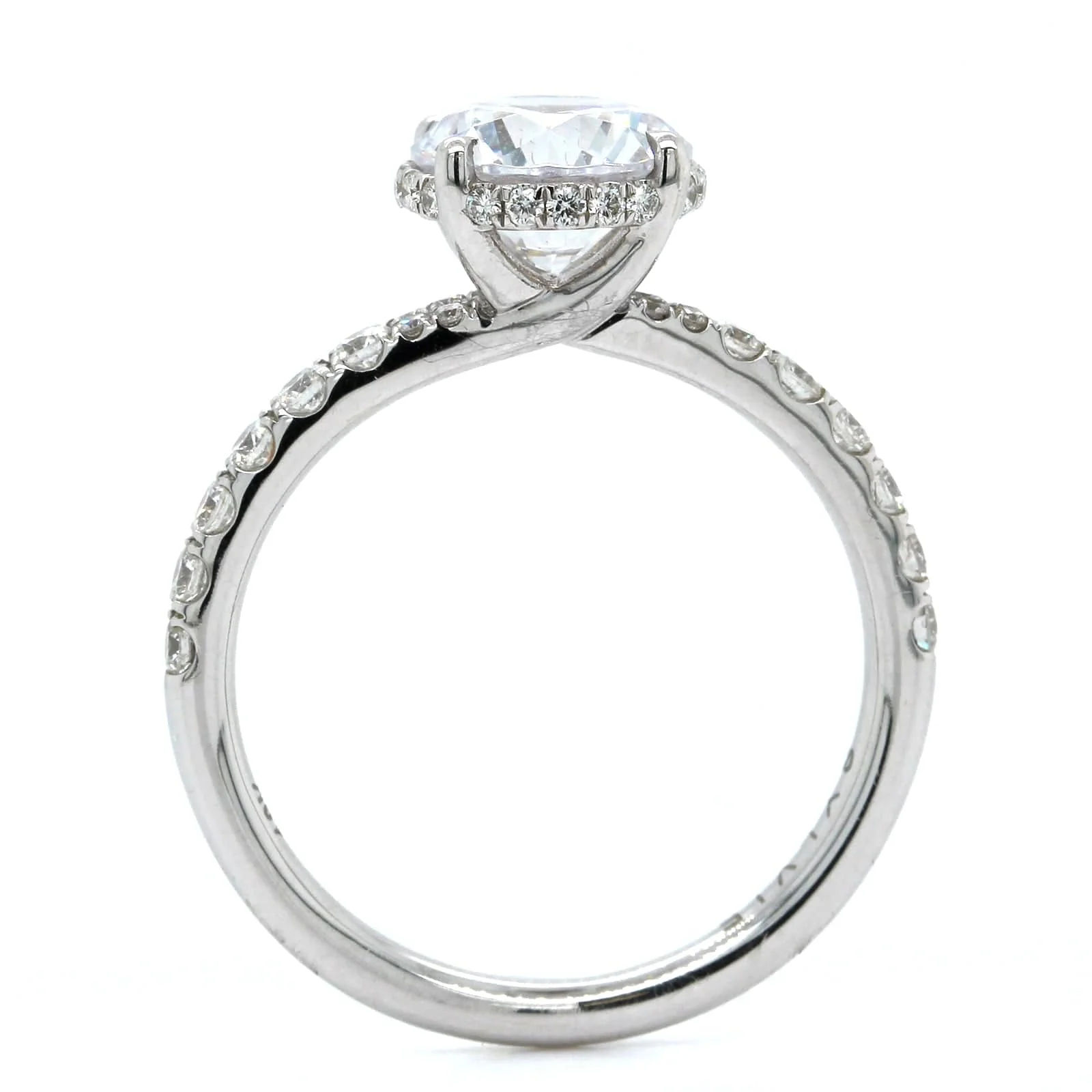 Platinum Diamond Hidden Halo Engagement Ring Setting - Image 3