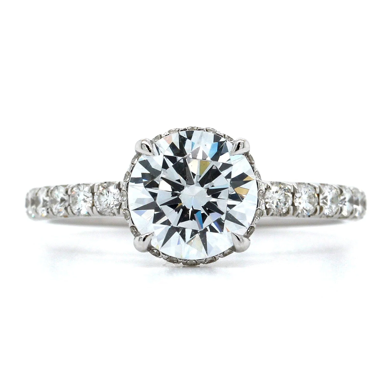 Platinum Diamond Hidden Halo Engagement Ring Setting - Image 4