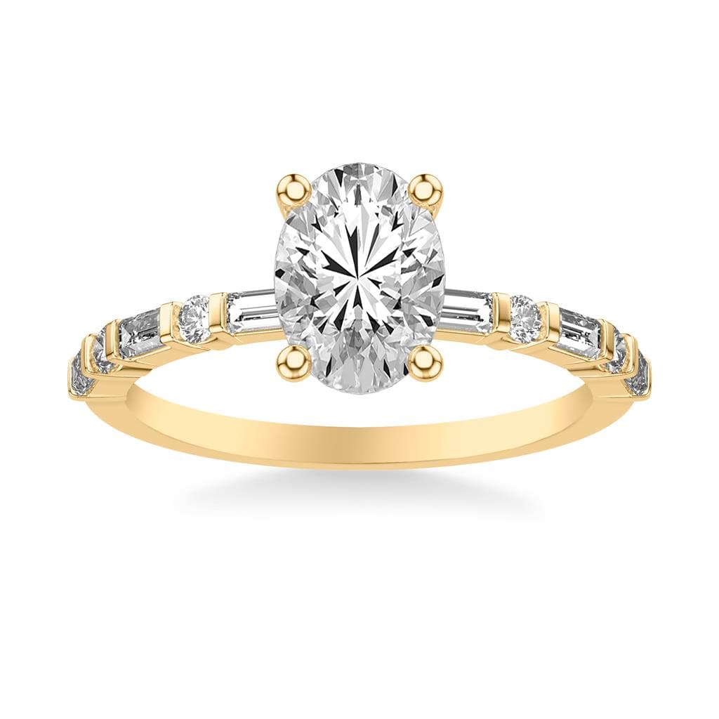 18K Yellow Gold 4 Prong Oval Diamond Engagement Ring Setting