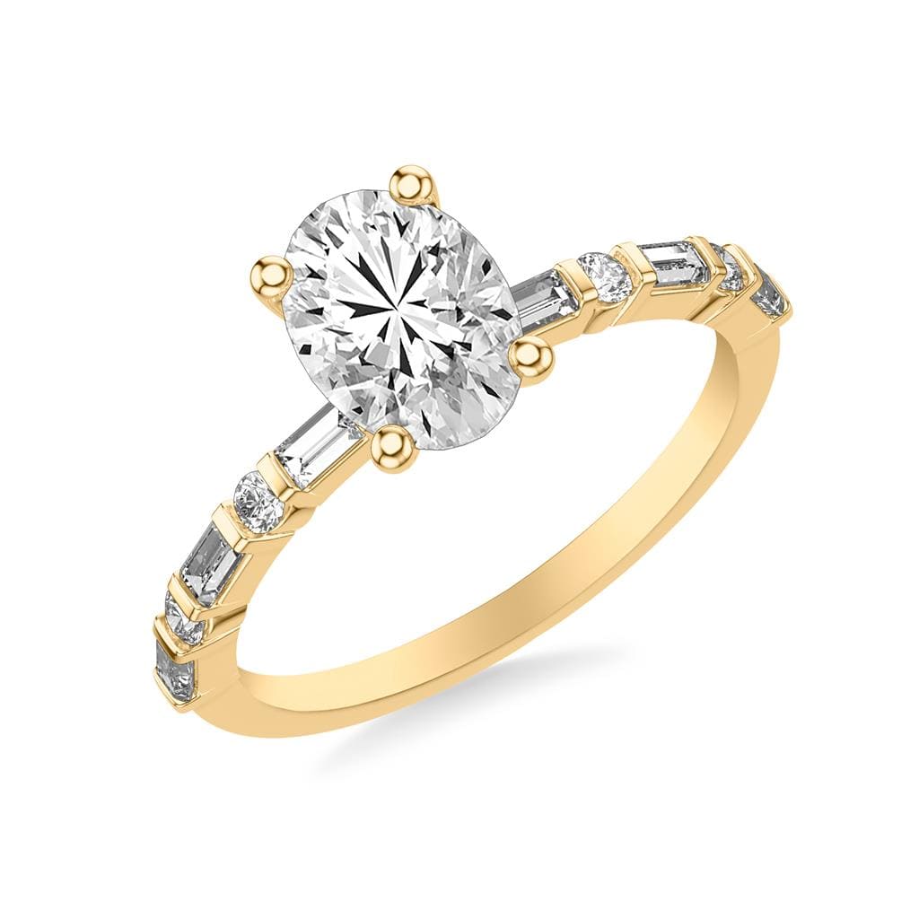 18K Yellow Gold 4 Prong Oval Diamond Engagement Ring Setting - Image 2