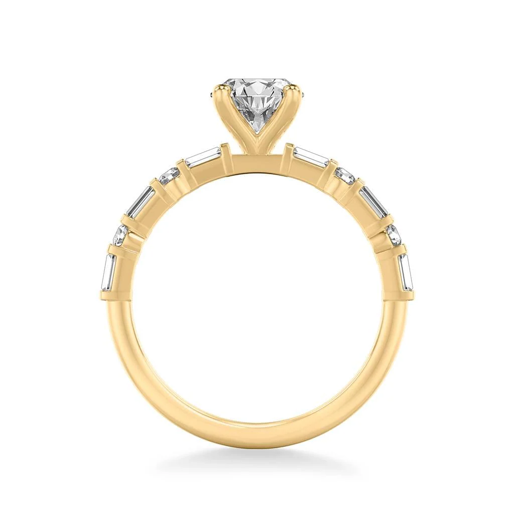 18K Yellow Gold 4 Prong Oval Diamond Engagement Ring Setting - Image 3