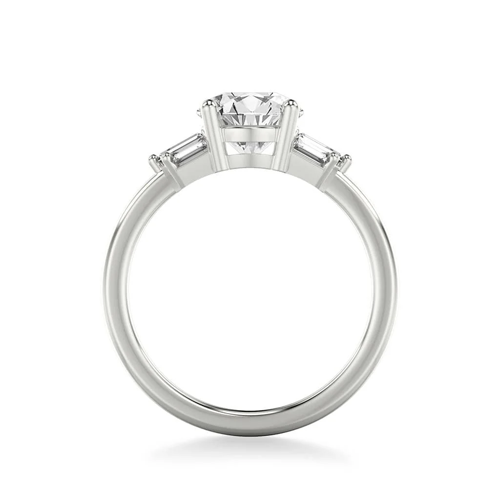 Platinum 4 Prong Vintage Style Round Diamond Engagement Ring Setting - Image 3