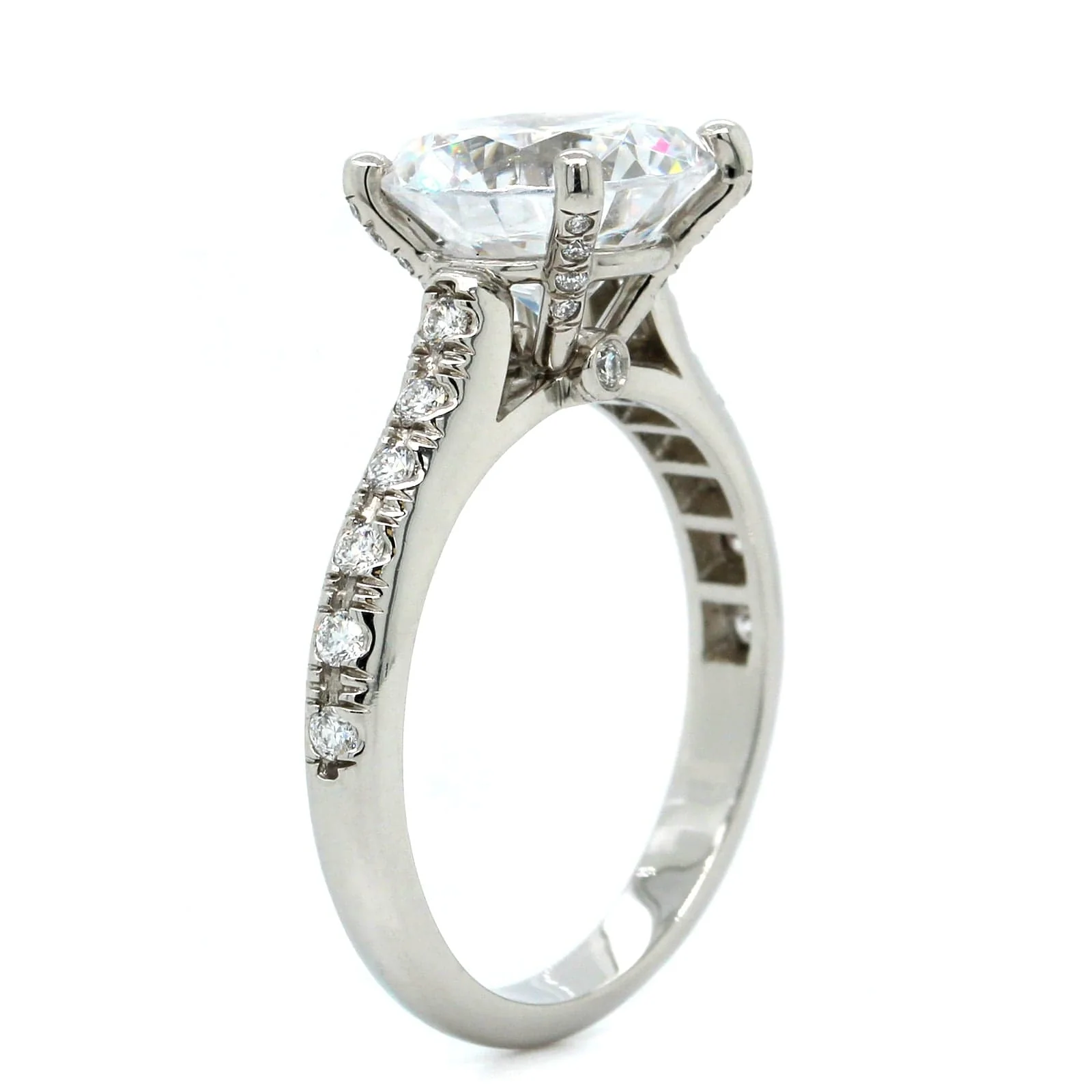 Platinum French Set Diamond Engagement Ring Setting - Image 2