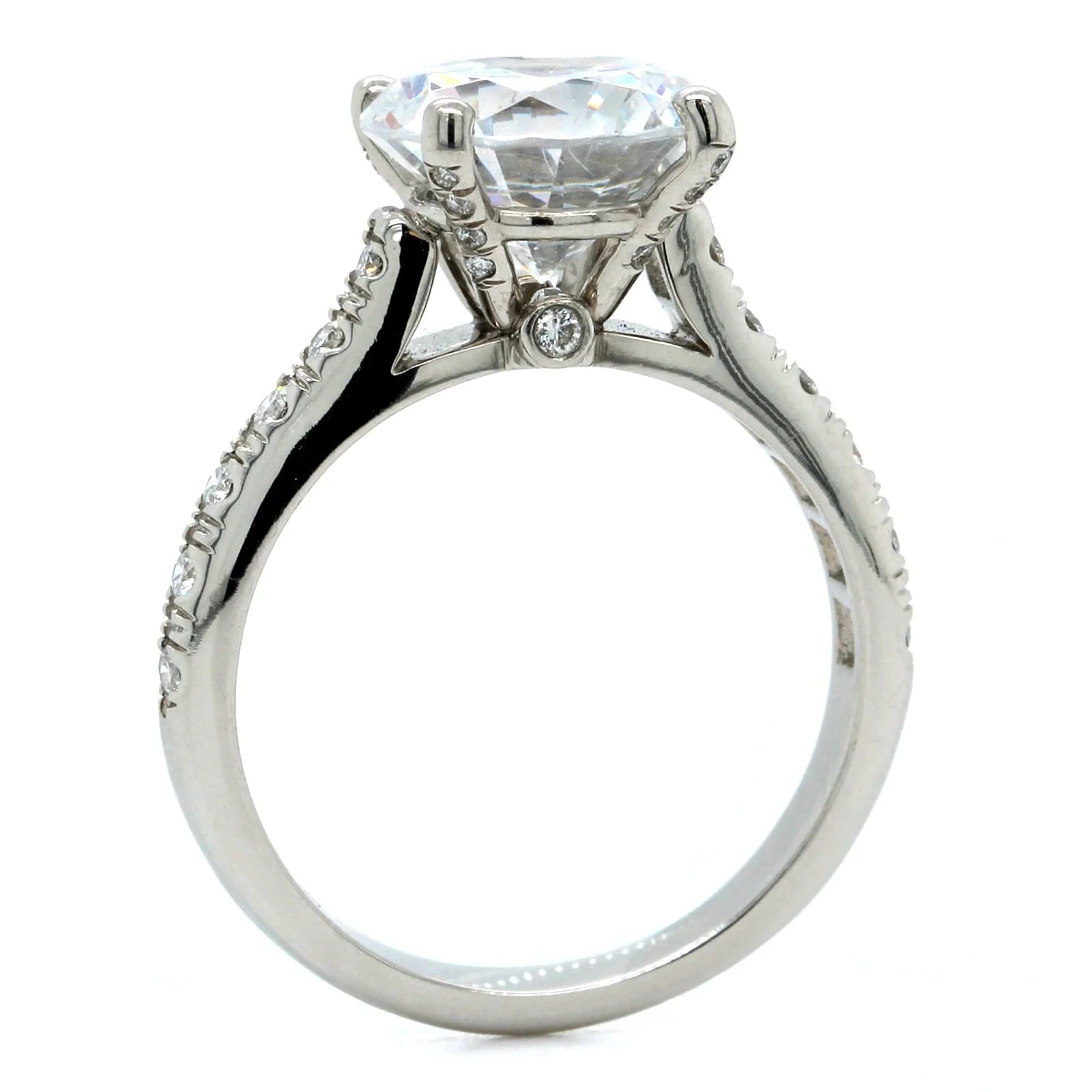 Platinum French Set Diamond Engagement Ring Setting - Image 3