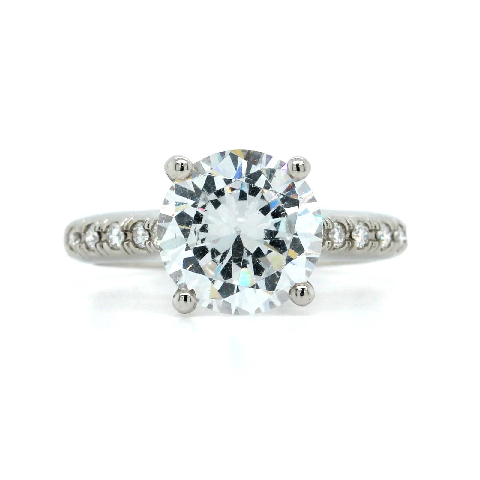 Platinum French Set Diamond Engagement Ring Setting - Image 5