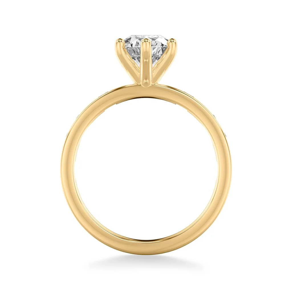 18K Yellow Gold 4 Prong Pear Shaped Diamond Engagement Ring Setting - Image 3